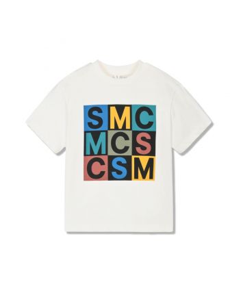 Boys White Cotton Box Logo T-Shirt