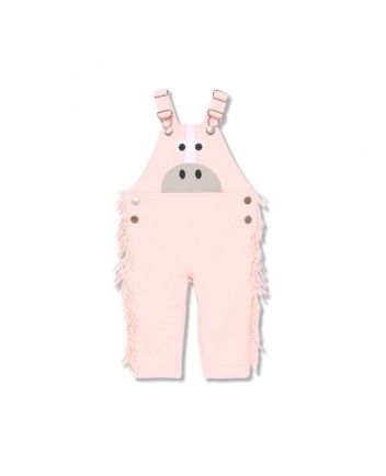 Baby Pink Horse Cotton Dungarees