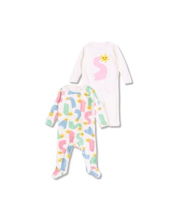 Baby Unisex Ivory Star-Print Romper Set Of 2