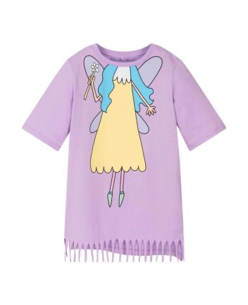Girls Purple Cotton Fairy Dress