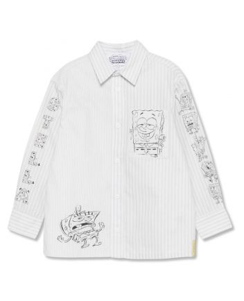 Boys White & Grey x SpongeBob Striped Shirt