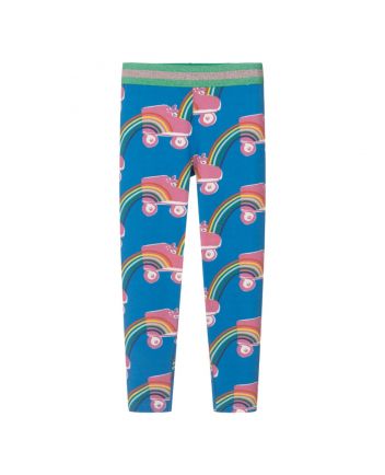 Girls Blue Cotton Roller Skates Leggings