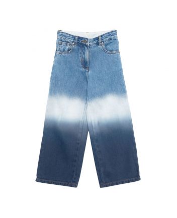 Girls Denim Blue Faded-Effect Jeans