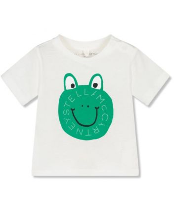Baby Unisex White Cotton Frog T-Shirt