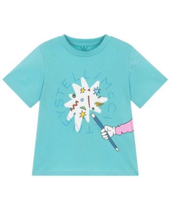 Boys Aqua Blue Cotton Magic Wand T-Shirt