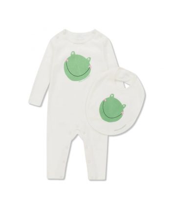 Baby Boys Ivory Cotton Frog Romper Set Of 2