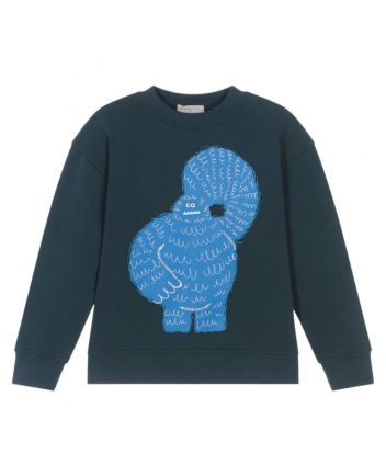 Boys Navy Blue Yeti-Print Sweatshirt