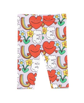 Baby Girls Purple Happy-Heart-Print Leggings