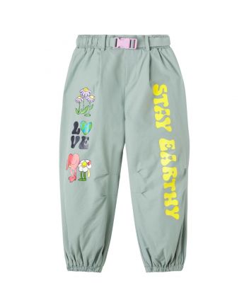 Girls Green Graphic-Print Elasticated Trousers