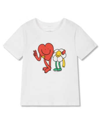 Girls White Graphic-Print T-shirt