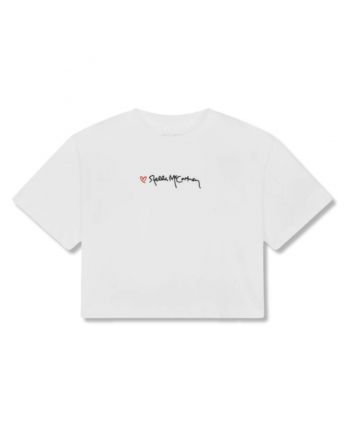Girls White Heart & Script Logo T-shirt