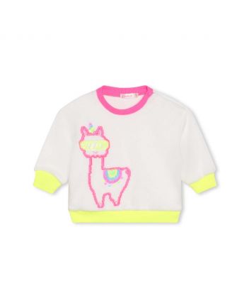 Girls White & Pink Llama Sweatshirt