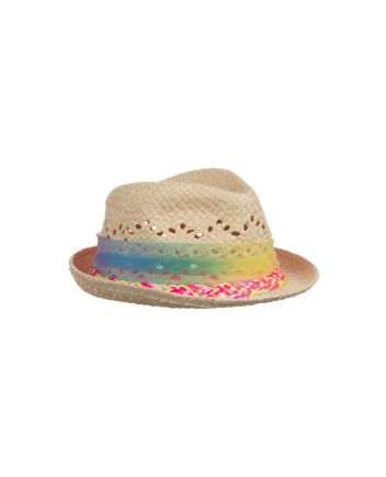 Girls Beige Straw Trilby Hat