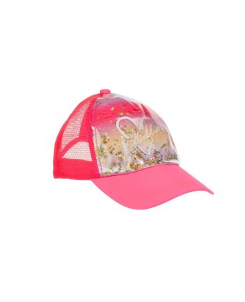 Girls Neon Pink Glitter Star Cap