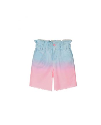 Girls Blue & Pink Paper Bag Shorts