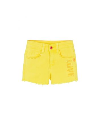 Girls Yellow Sequin Cotton Twill Shorts