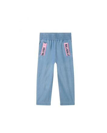 Girls Blue Cotton Logo Jogger