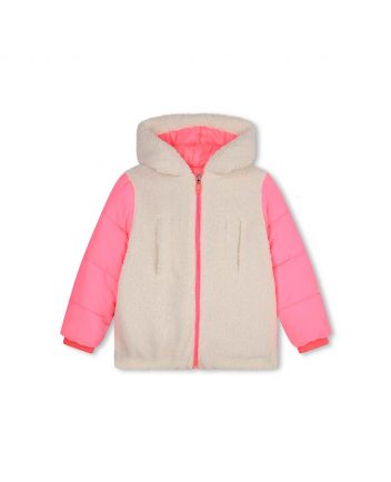 Girls Ivory & Pink Sherpa Fleece Jacket