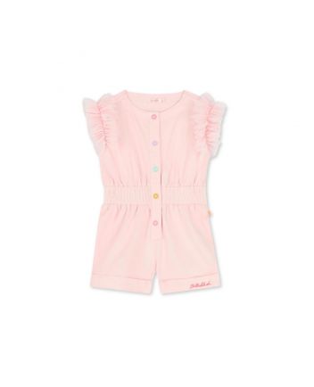 Girls Pink Tulle Ruffled Playsuit
