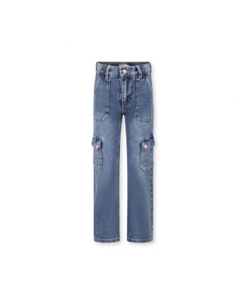 Girls Denim Blue Side Pockets Jeans