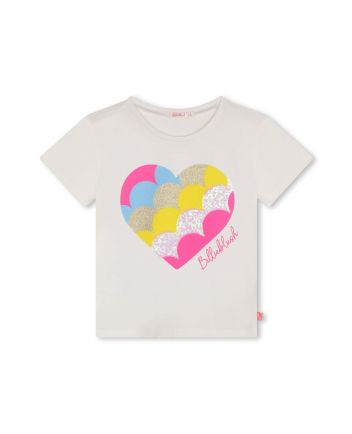 Girls Ivory Cotton Heart T-Shirt