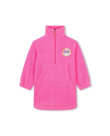 Girls Neon Pink Glittery Flower Dress