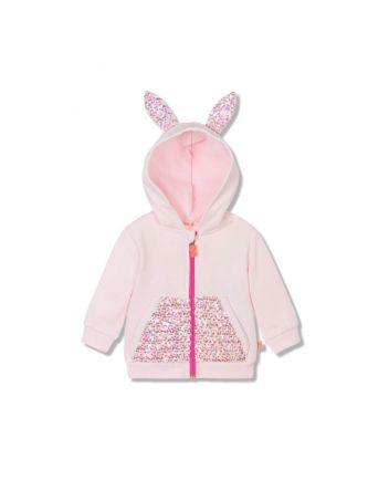 Baby Girls Pink Sequin Bunny Zip-Up Hoodie