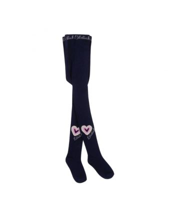 Girls Navy Blue Heart Tights