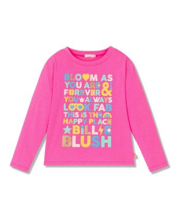 Girls Pink Cotton Slogan-Print T-Shirt