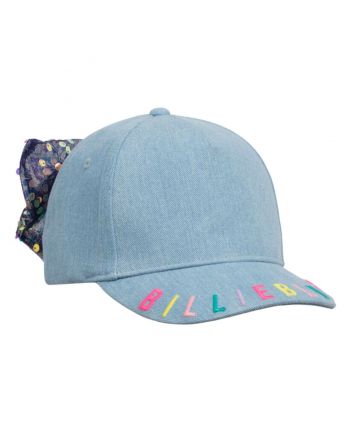 Girls Blue Denim & Sequin Bow Cap