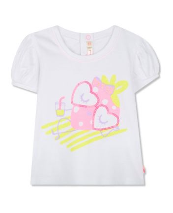 Girls White Sequin Sunglasses T-Shirt