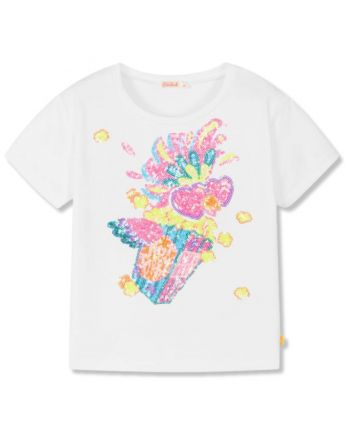 Girls White Sequin Graphic T-Shirt