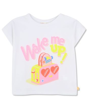 Girls White Wake Me Up Print T-Shirt