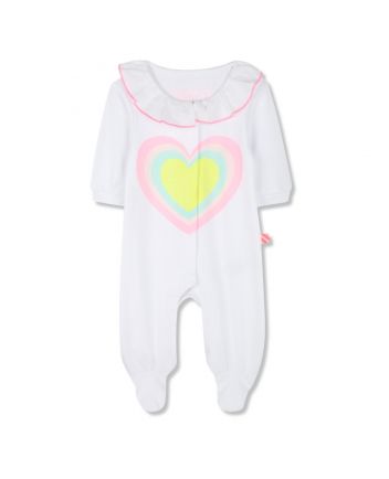 Baby Girls White Heart-Print Cotton Romper