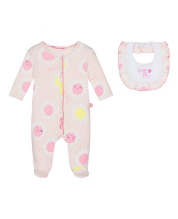 Baby Girls Pink Cotton Daisy Romper Set