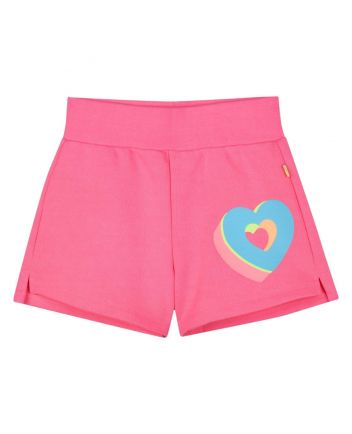 Girls Pink Heart-Print Cotton Shorts