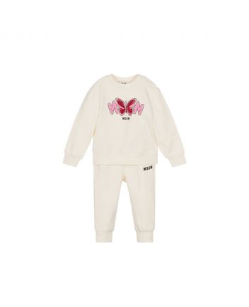Girls Ivory Cotton Butterfly Tracksuit