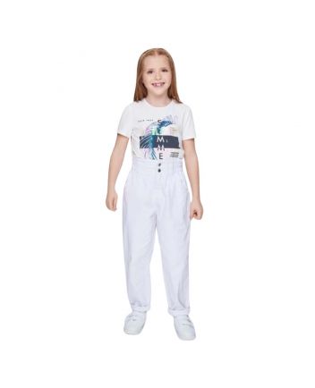 High-Waisted Denim Pants,White