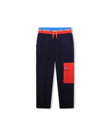 Boys Navy Blue Logo-Waistband Fleece Trouser