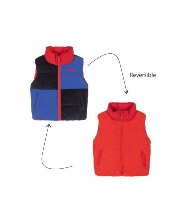 Boys Blue & Red Reversible Fleece Gilet