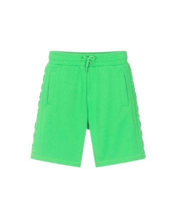 Unisex Neon Green Embossed Cotton Shorts