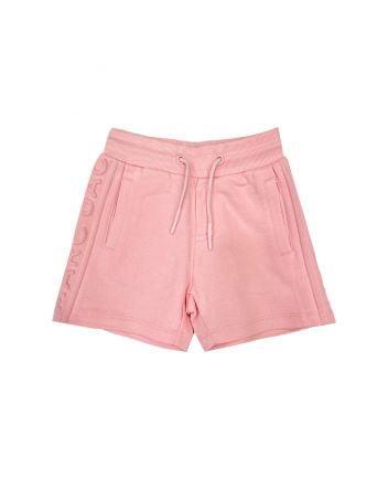 Girls Pink Embossed Tone-On-Tone Logo Shorts
