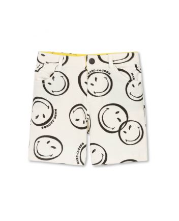 Boys Ivory Cotton Smiley Faces Shorts