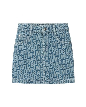 Girls Blue Jacquard Denim Skirt