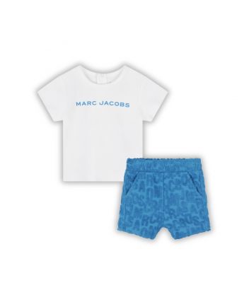 Baby Boys Ivory & Blue Cotton Shorts Set