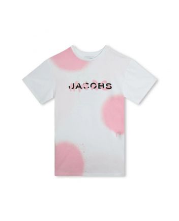 Girls White Cotton Spray Paint T-Shirt