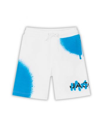 Boys White Cotton Spray Paint Shorts