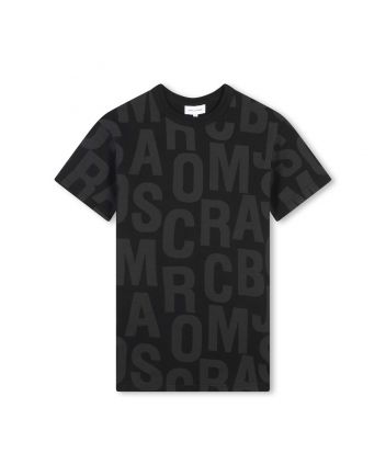 Girls Black All-Over Logo Print Dress