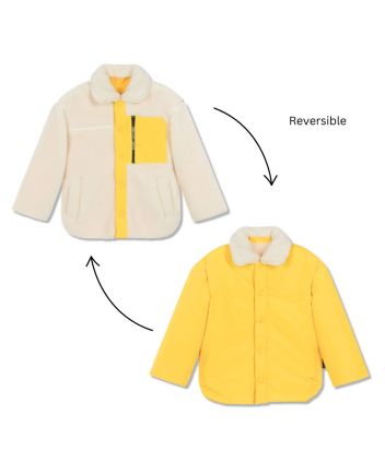 Unisex Ivory & Yellow Reversible Sherpa Fleece Jacket