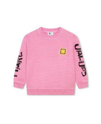 Girls Pink Cotton Smiley Sweatshirt